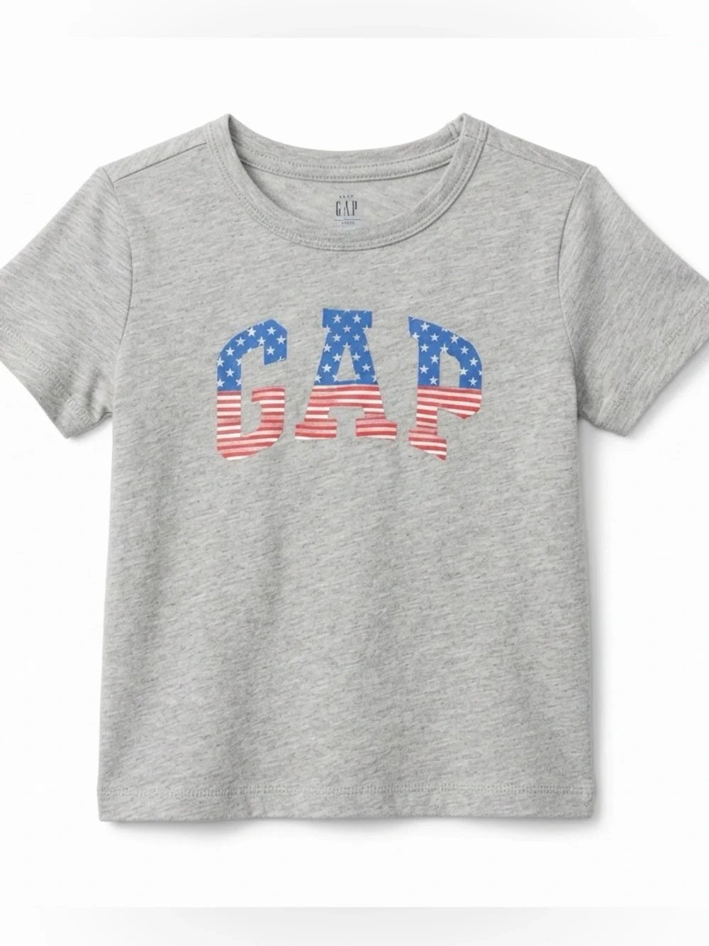 GAP Girls Gray Tee with Blue and Red Stars and Stripes 🇺🇸 Size 3